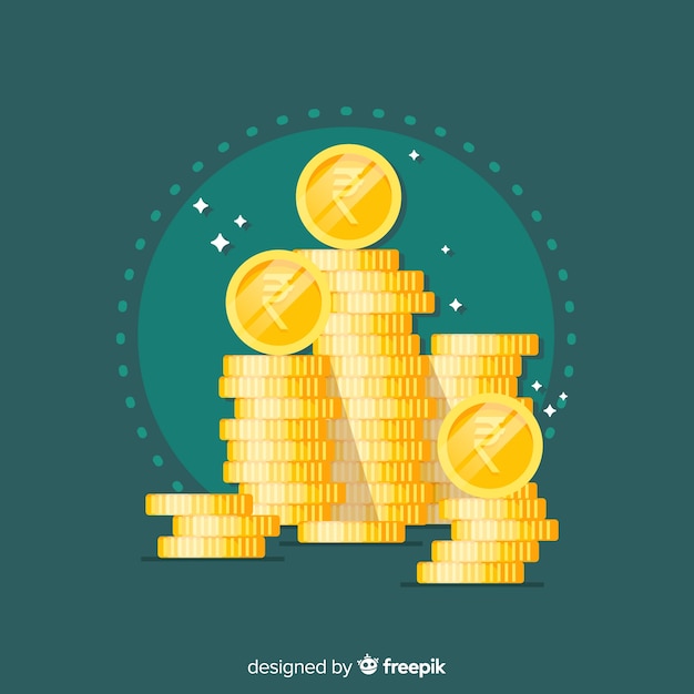 Gratis vector indiase rupee gouden muntenstapel