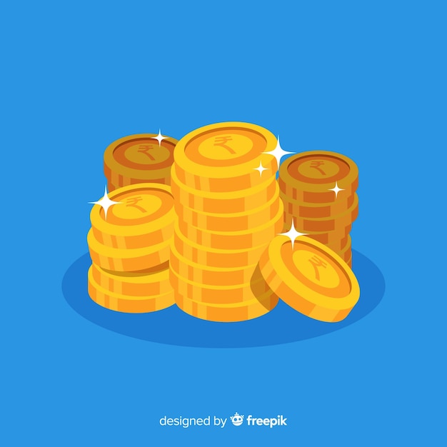 Gratis vector indiase rupee gouden muntenstapel