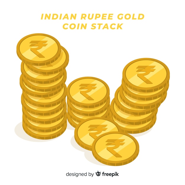 Indiase rupie gouden munt stapel