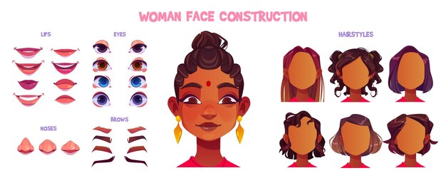 Indiase vrouw gezicht constructie set
