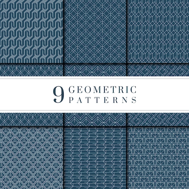 Indigo gebatikte geometrische patrooncollectie