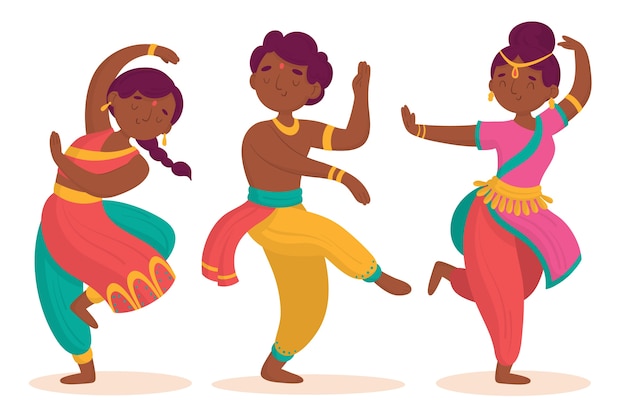 Gratis vector indische mensen die bollywood dansen