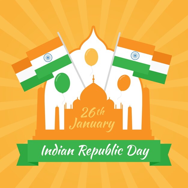 Gratis vector indische republiekdag in plat ontwerp