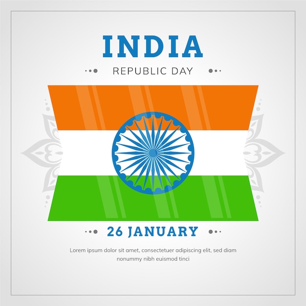 Gratis vector indische republiekdag in plat ontwerp