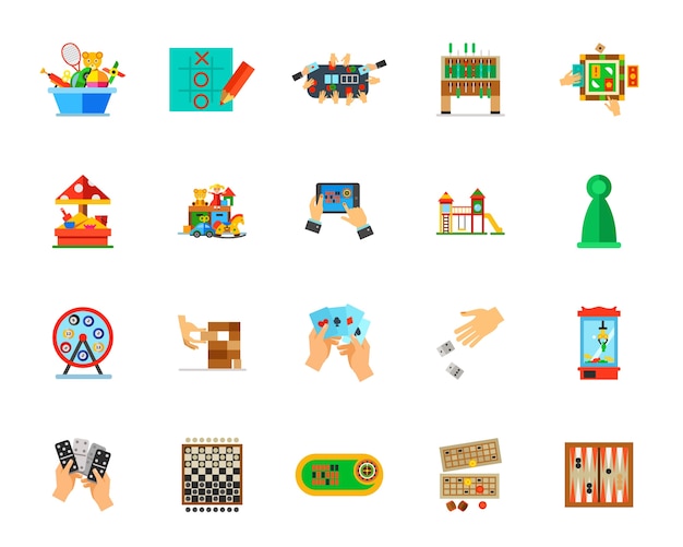 Indoor games icon set