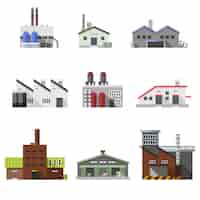 Gratis vector industriële gebouwen vlak