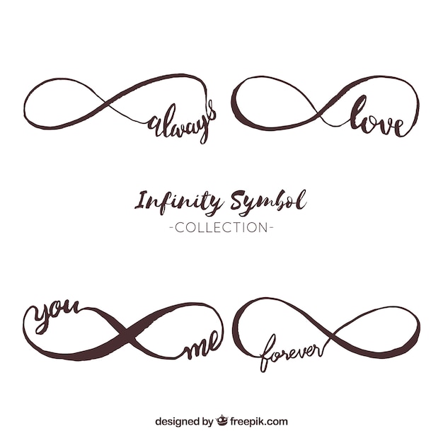 Infinity symbool collectie met woord