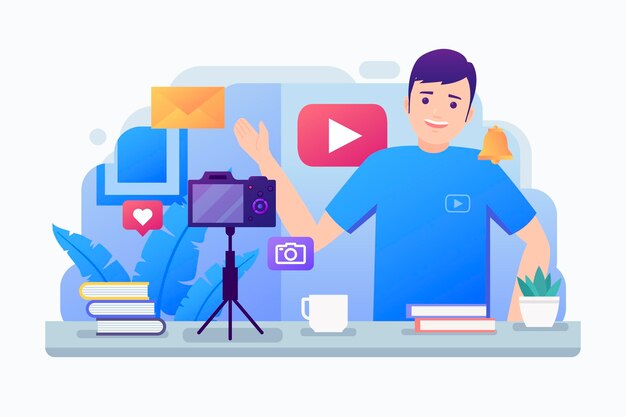 Influencer die een nieuw videoconcept opneemt
