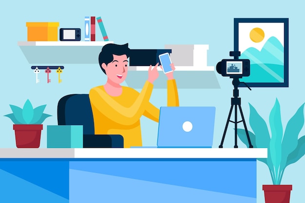 Gratis vector influencer video concept opnemen