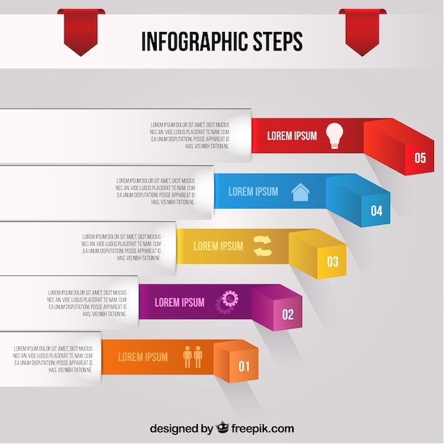 Infografische stappen met professionele stijl