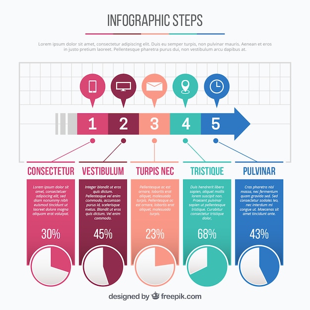 Infografische stappen met vlak ontwerp