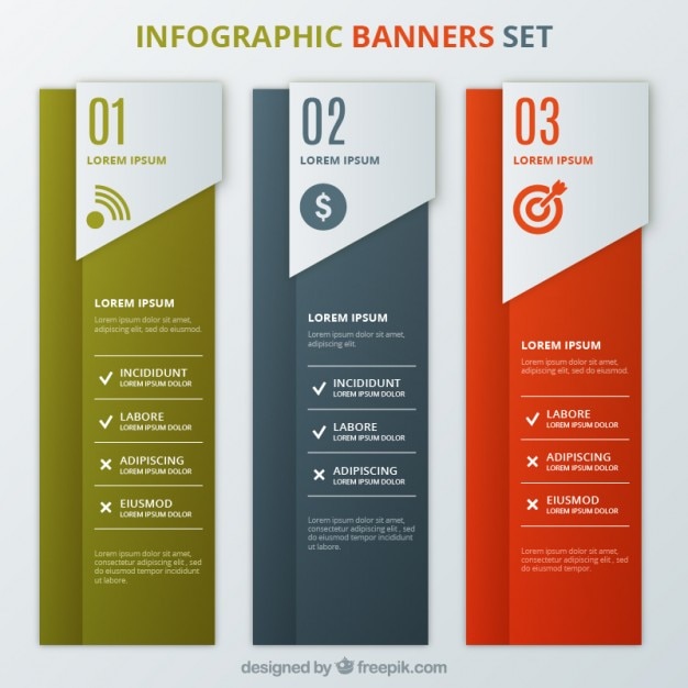 Gratis vector infographic banners template set