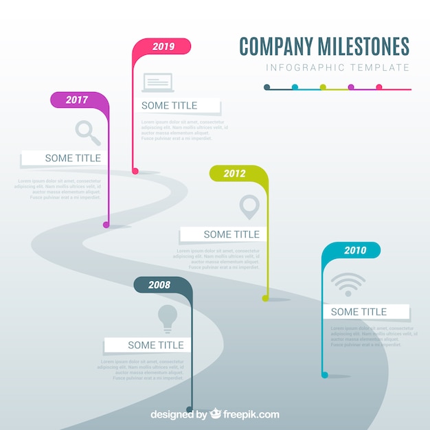 Gratis vector infographic bedrijf mijlpalen concept met weg