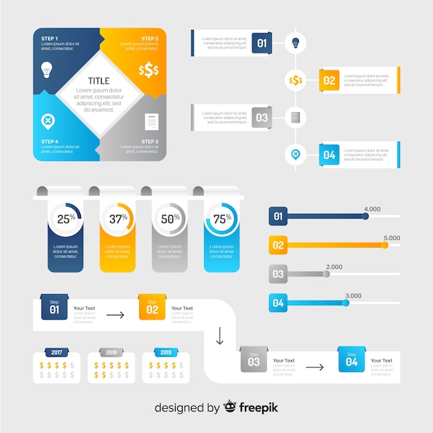 Gratis vector infographic element collectie