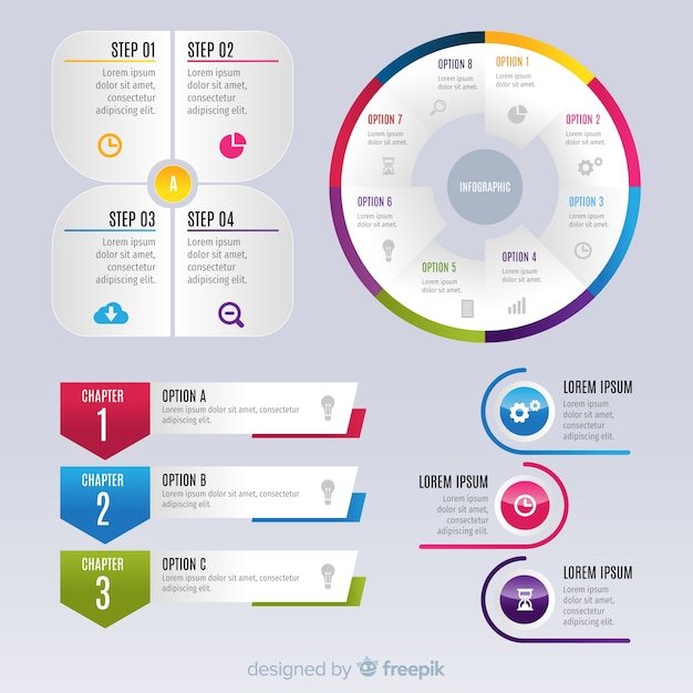 Gratis vector infographic-elementen van gradiëntelementen