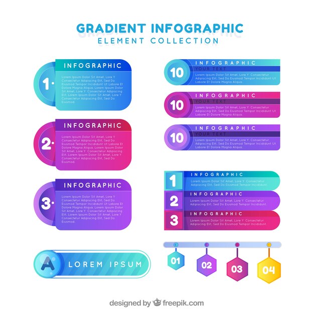 Infographic elementeninzameling met gradiëntkleuren