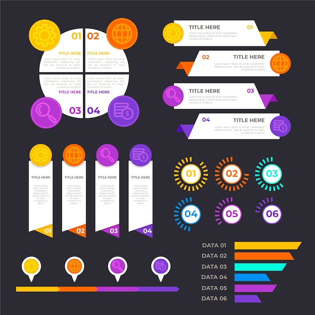 Gratis vector infographic elementenverzameling