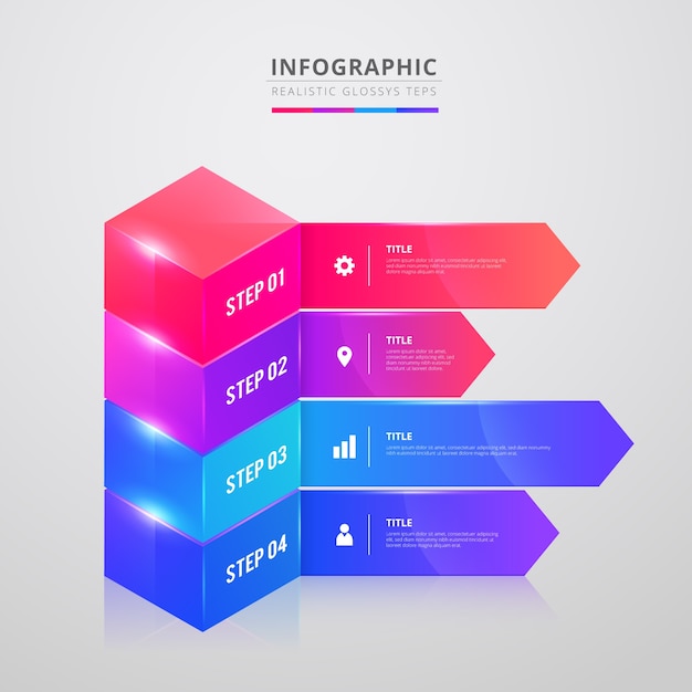 Infographic glanzende realistische stappen