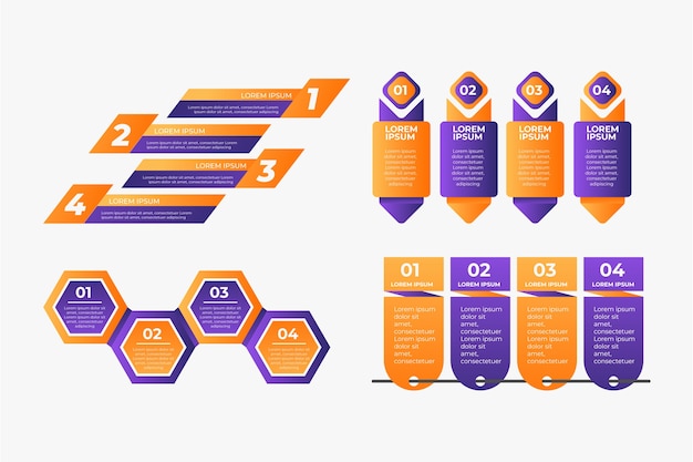 Infographic gradiënt element set