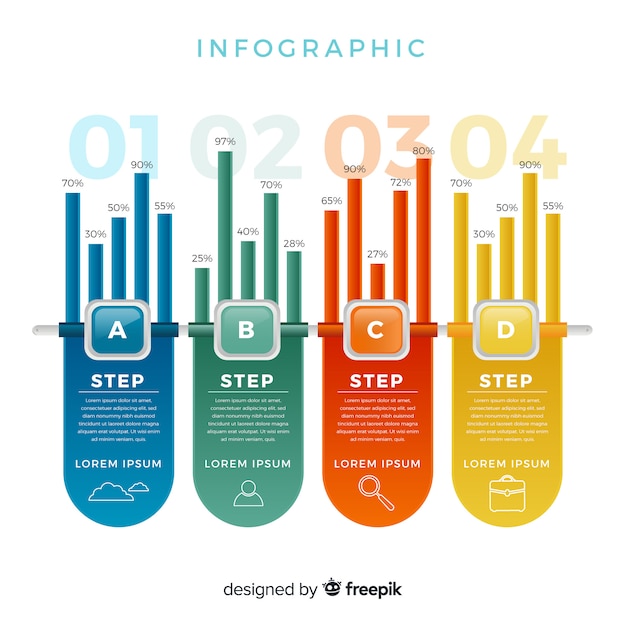 Infographic met stap en opties
