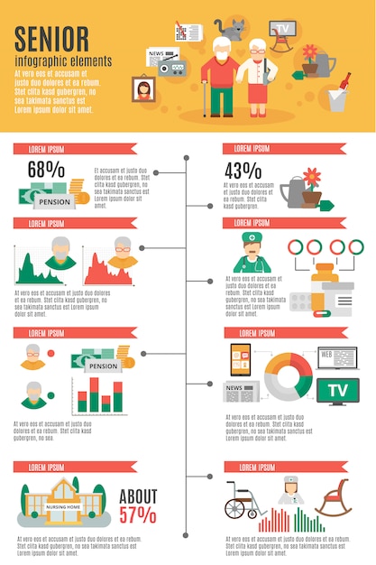 Gratis vector infographic senior poster