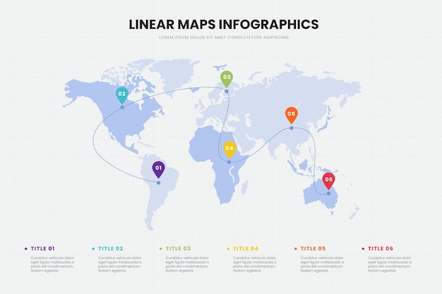 Infographic sjabloon met lineaire kaart