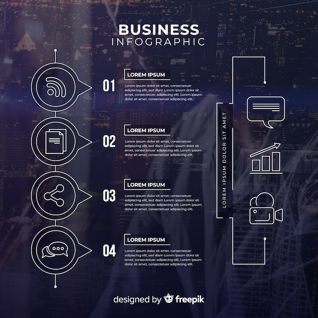 Gratis vector infographic sjabloon voor het bedrijfsleven met foto