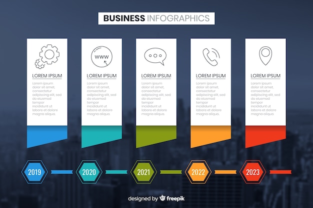 Gratis vector infographic sjabloon voor het bedrijfsleven met foto