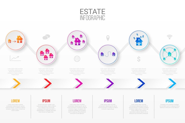 Infographic sjabloon voor onroerend goed in papieren stijl