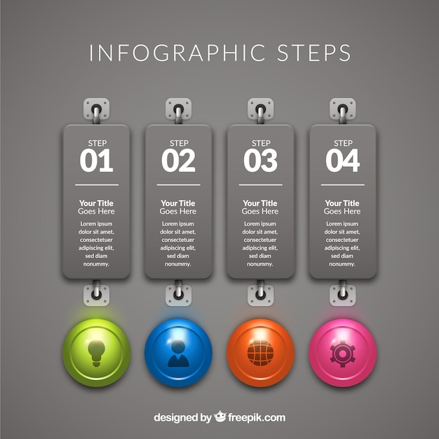 Gratis vector infographic-stappen in realistische stijl