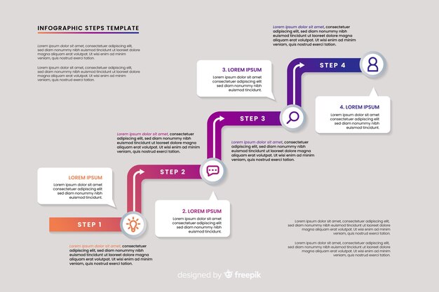 Infographic stappen sjabloon plat ontwerp