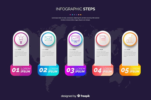 Infographic stappen sjabloon plat ontwerp