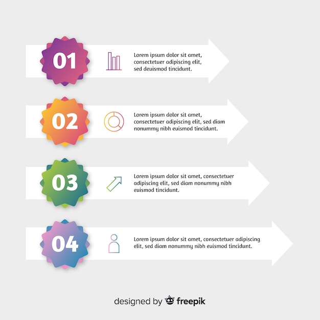 Infographic stappen sjabloon vlakke stijl