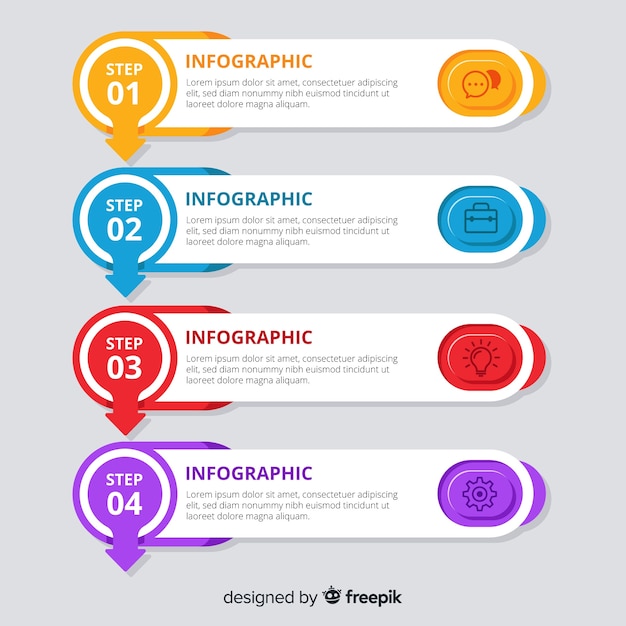 Infographic stappenconcept in vlak ontwerp