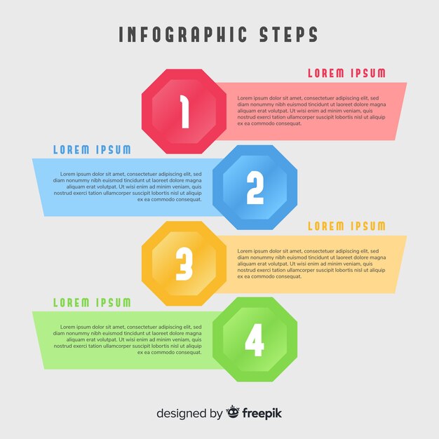 Infographic stappenconcept in vlakke stijl