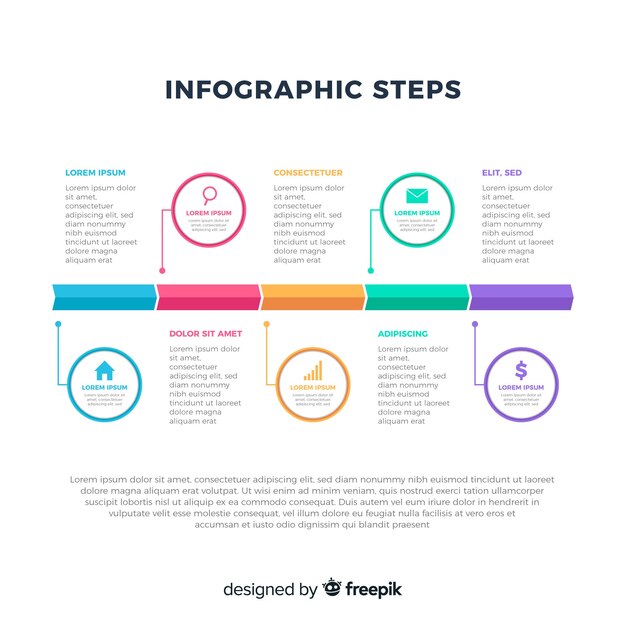 Infographic stappenconcept in vlakke stijl