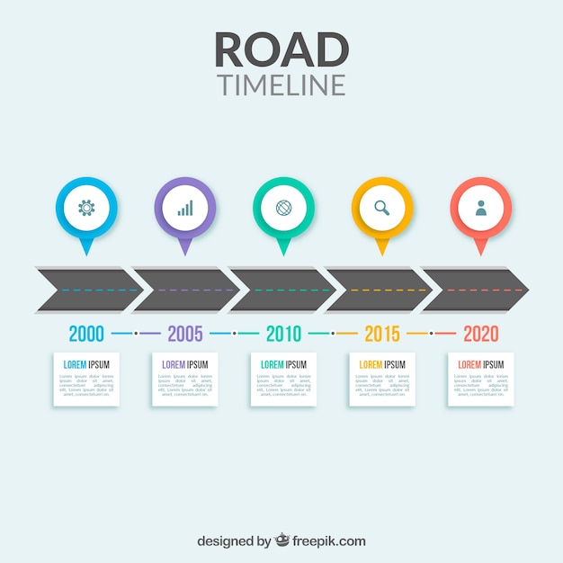 Infographic tijdlijn concept met weg