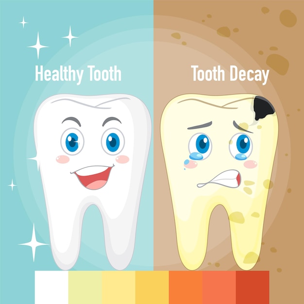 Gratis vector infographic van gezond tand en tandbederf