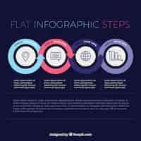 Gratis vector infographics met stappen in plat ontwerp