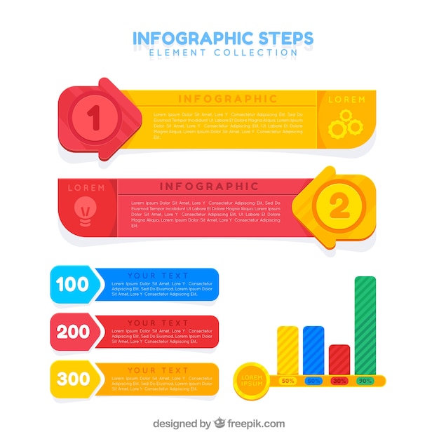 Infographics met stappen in plat ontwerp