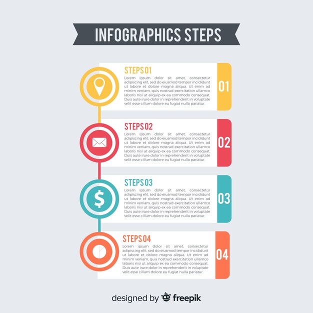 Infographics platte stappen sjabloon