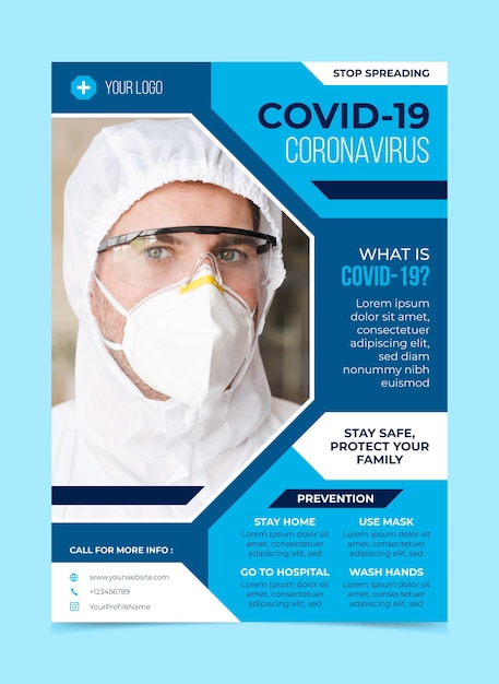 Gratis vector informatieve coronavirus-flyer-sjabloon