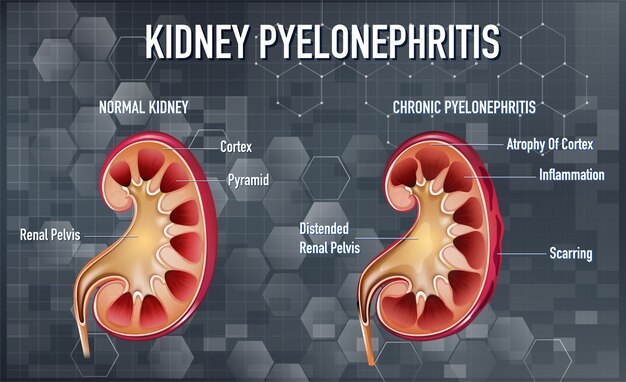 Informatieve illustratie van pyelonefritis