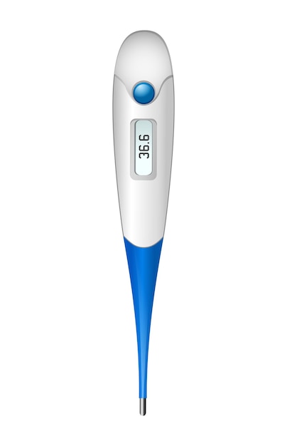 Infrarood contactloze thermometers realistische samenstelling met geïsoleerd beeld van elektronische thermometer vectorillustratie