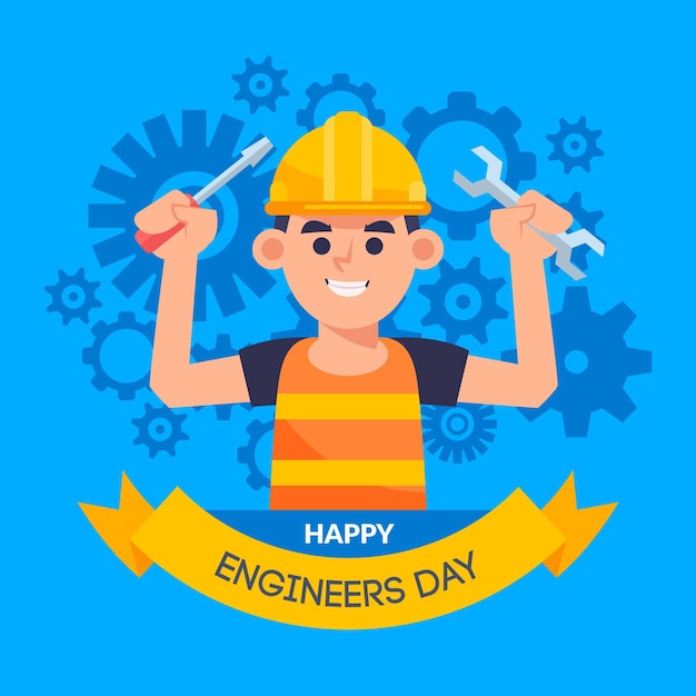 Gratis vector ingenieur dag viering ontwerp