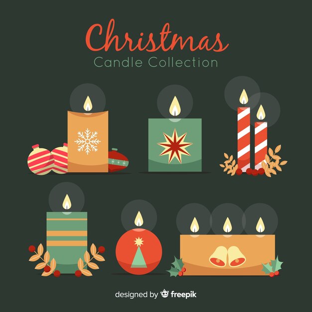 Gratis vector ingericht kerstmis aangestoken kaarsenpak