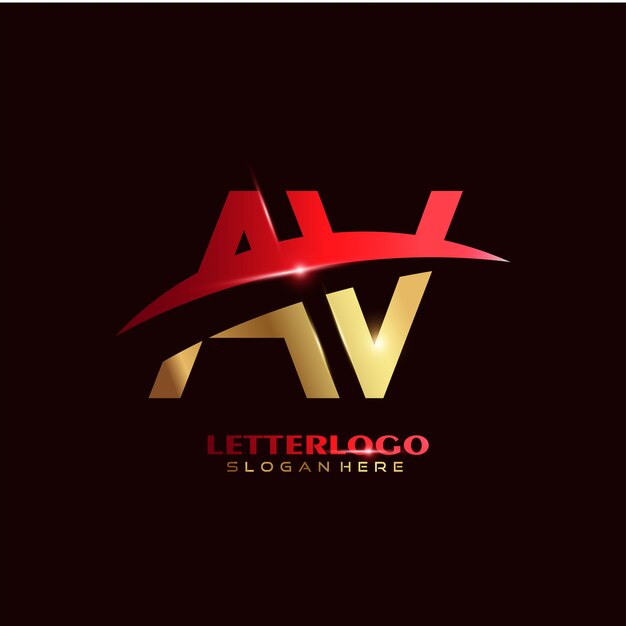 Initial Letter Av-logo met swoosh-ontwerp voor bedrijfs- en bedrijfslogo.