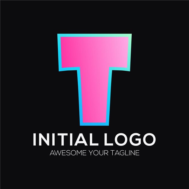 Gratis vector initiële t kleur logo ontwerpsjabloon modern