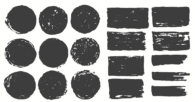 Inkt penseelstreken, set van ronde verf vlekken. met de hand gemaakt vlek creatief abstract ontwerp. vector