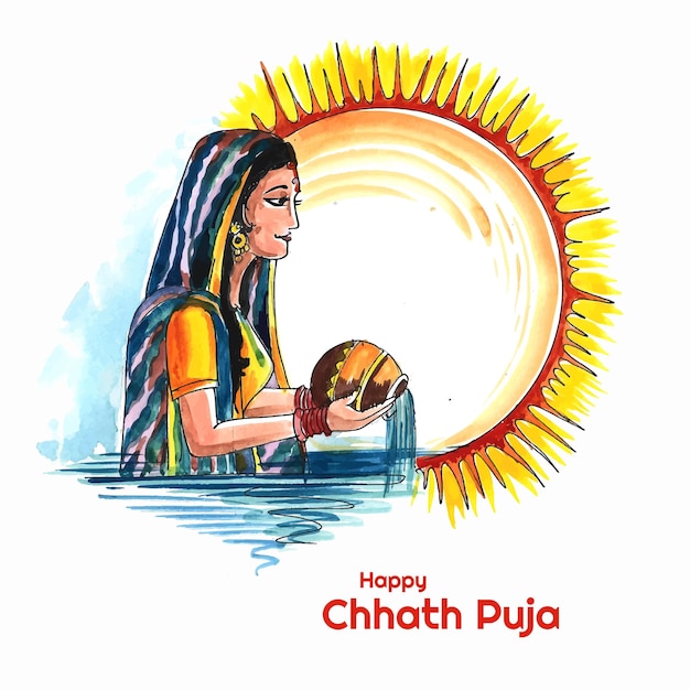 Innovatieve chhath puja festivalkaart achtergrond